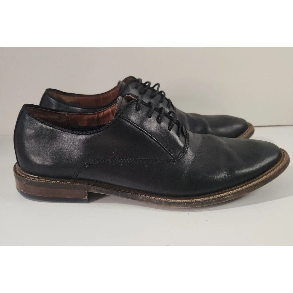 Vince Camuto Dress Shoes Men's 9 Lawsen Tie Oxford Black Leather Office Classic